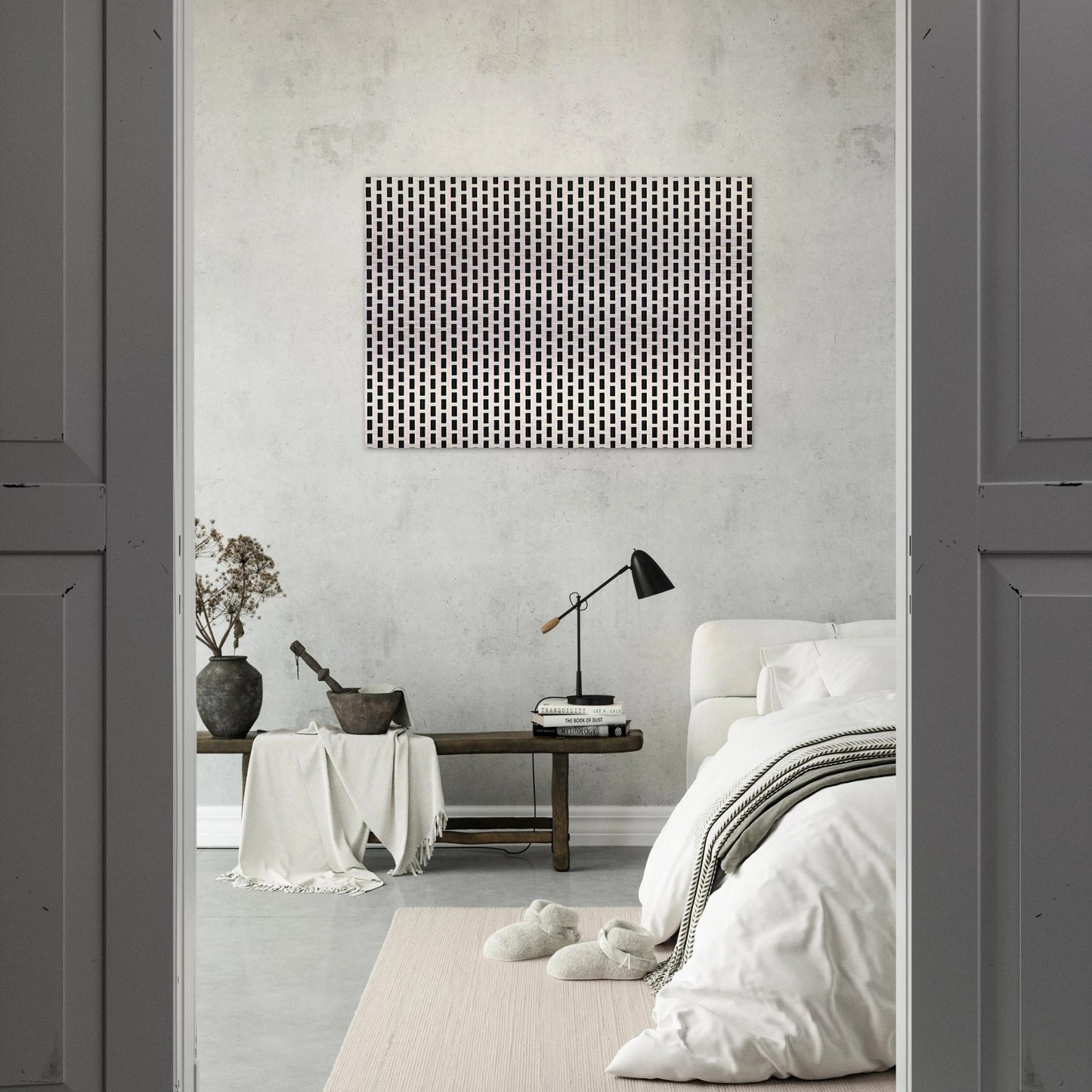 2 trames de carrés1 trame de tirets - 1975 - Francois Morellet Brushed Aluminum Print - 70x100 cm / 28x40 inches | Francois Morellet Aluminum Print | Francois Morellet Prints