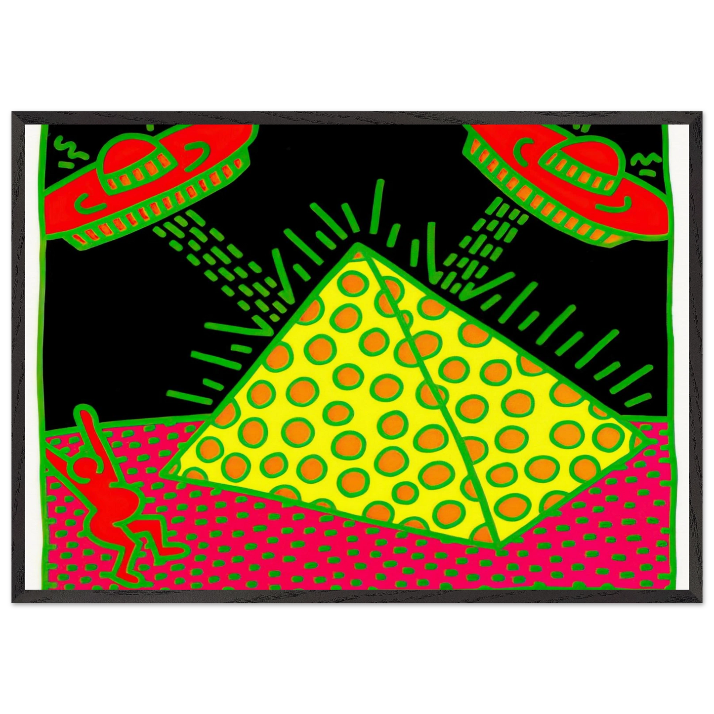 UNTITLED 1983 3 N2 - Keith Haring 70x100 cm / 28x40 inches Framed Art Print – Black Wooden Frame