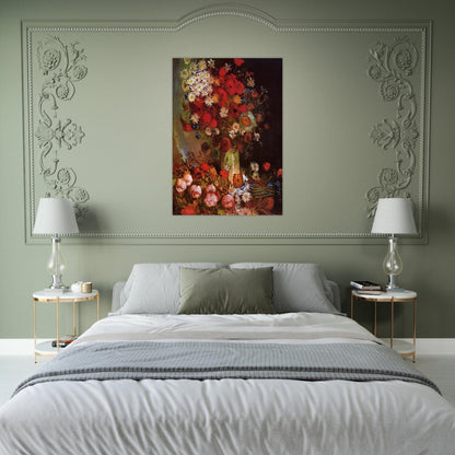 Vase with Poppies, Cornflowers, Peonies and Chrysanthemums - Vincent van Gogh Brushed Aluminum Print - 70x100 cm / 28x40 inches | Vincent van Gogh Aluminum Print | Vincent van Gogh Prints