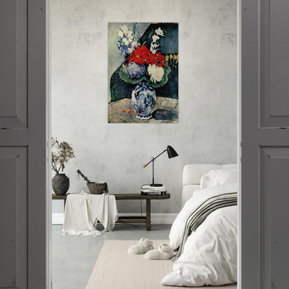 Still life, Delft vase with flowers - Paul Cézanne Brushed Aluminum Print - 70x100 cm / 28x40 inches | Paul Cézanne Aluminum Print | Paul Cézanne Prints