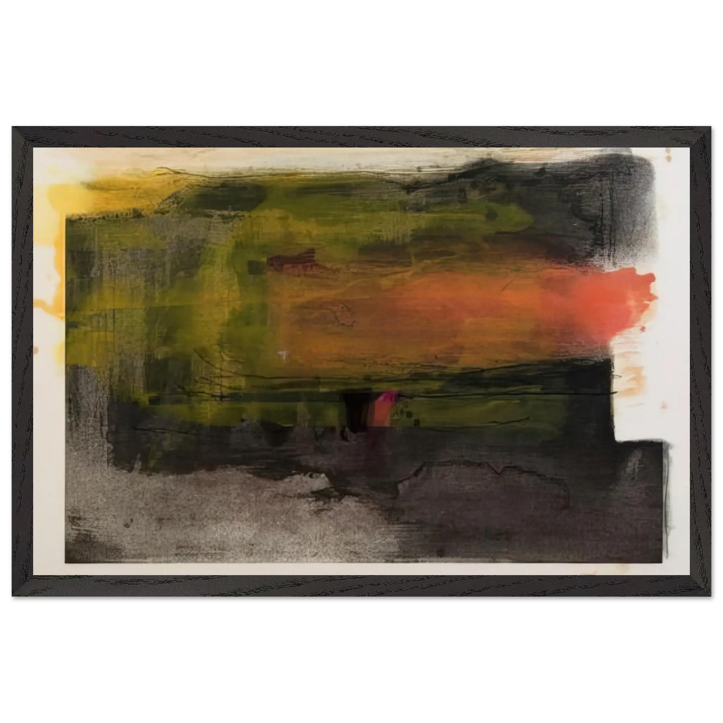 Helen Frankenthaler - Deep Sun - 1983 Wall art - 27x35 cm / 11x14 Inches - Premium Wooden Framed Poster With Fine Art Paper - White frame