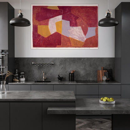 Composition carmin, brune, jaune et grise - 1956 - Serge Poliakoff Art Prints - 100x150 cm / 40x60″ inches | Serge Poliakoff Poster | Serge Poliakoff Prints