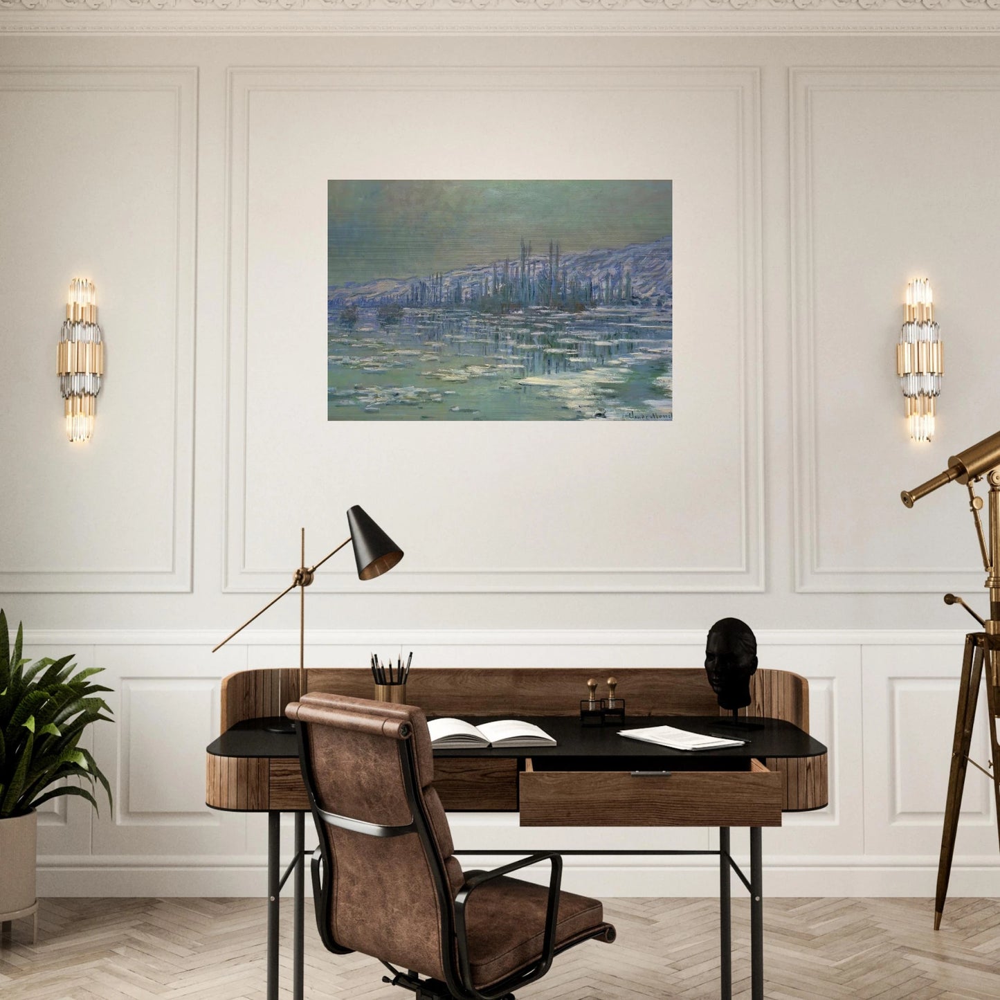 Ice Floes on Siene - claude monet Brushed Aluminum Print - 70x100 cm / 28x40 inches | claude monet Aluminum Print | claude monet Prints
