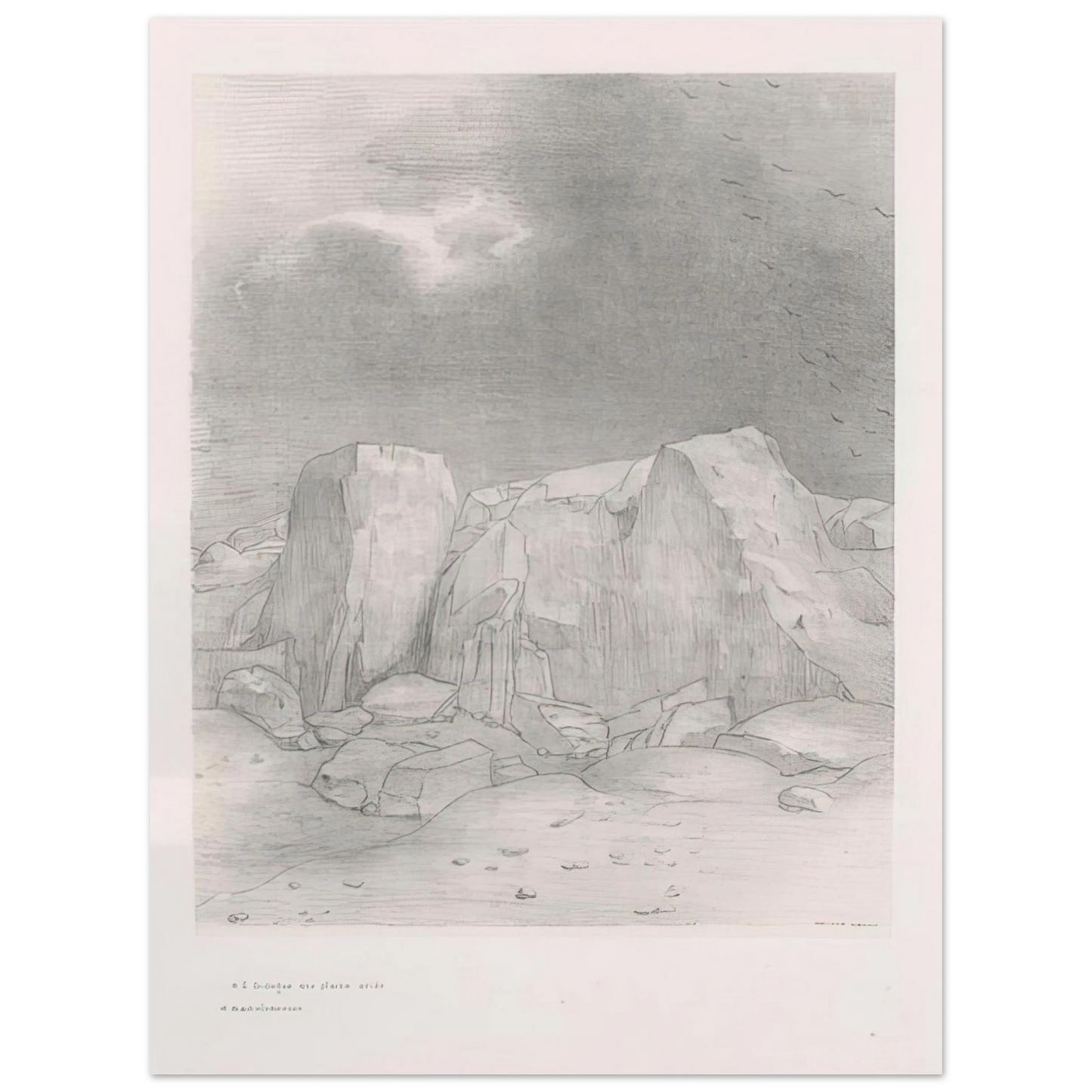 Odilon Redon - AND HE DISCERNS AN ARID KNOLL COVERED PLAIN PLATE 7 1896  75x100 cm / 30x40inches Fine Art Poster