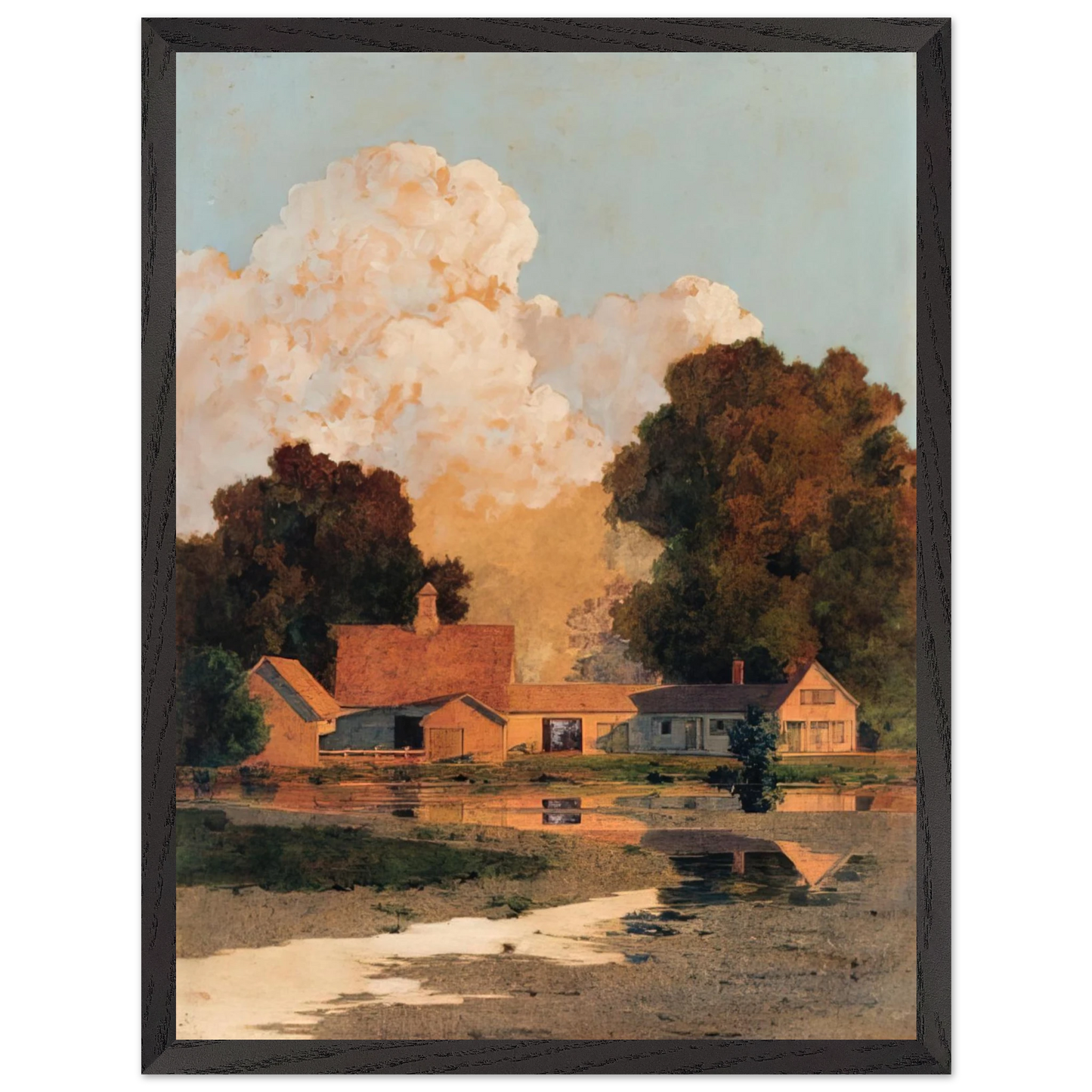 Maxfield Parrish - Daniels Farm, Summer Wall Art - 21x29.7 cm / 8x12" - Premium Wooden Framed Poster With Fine Art Paper-canvas - White frame