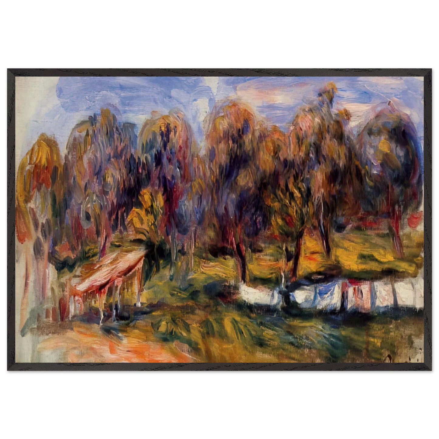Landscape with Orchard - Pierre-Auguste Renoir 70x100 cm / 28x40 inches Framed Art Print – Black Wooden Frame