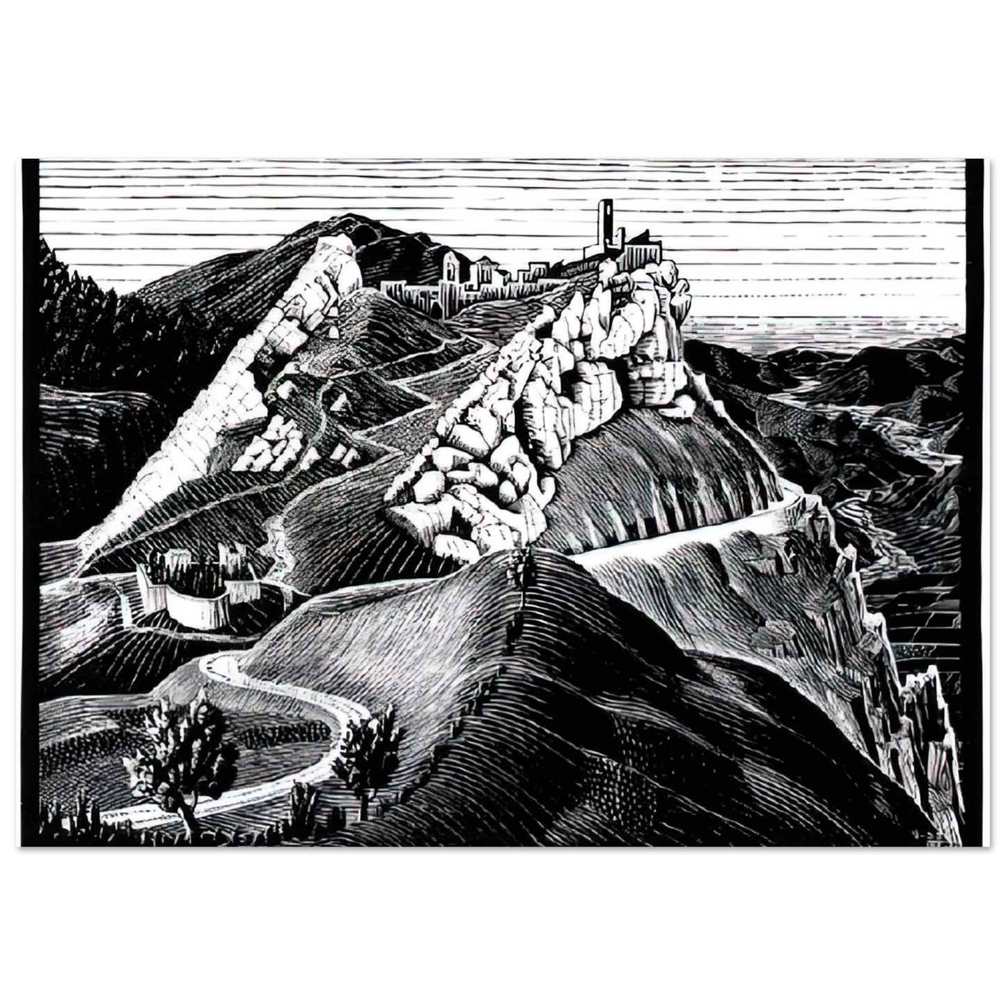 MC Escher - ESCHER (16) Wall Art - 21x29.7 cm / 8x12" - Premium Wooden Framed Poster With Fine Art Paper-canvas - White frame