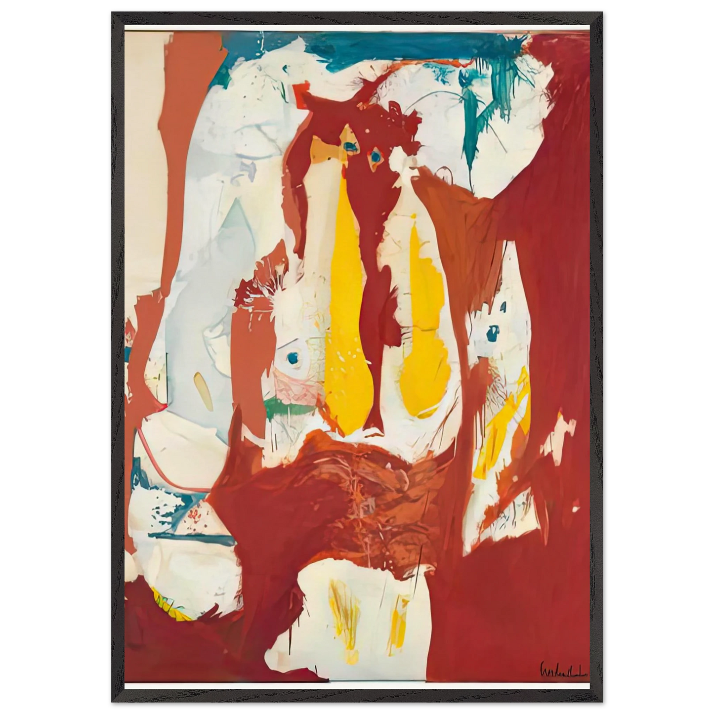 The Red Sea 1959- - Helen Frankenthaler 70x100 cm / 28x40 inches Framed Art Print – Black Wooden Frame