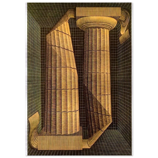 DORIC COLUMNS - MC Escher Brushed Aluminum Print - 70x100 cm / 28x40 inches | MC Escher Aluminum Print | MC Escher Prints