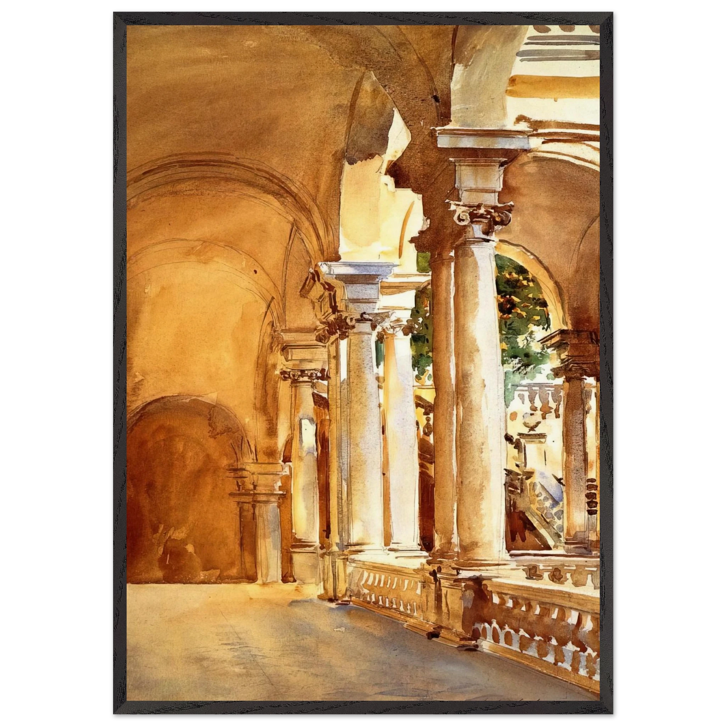 Genoa the University - John Singer Sargent 70x100 cm / 28x40 inches Framed Art Print – Black Wooden Frame