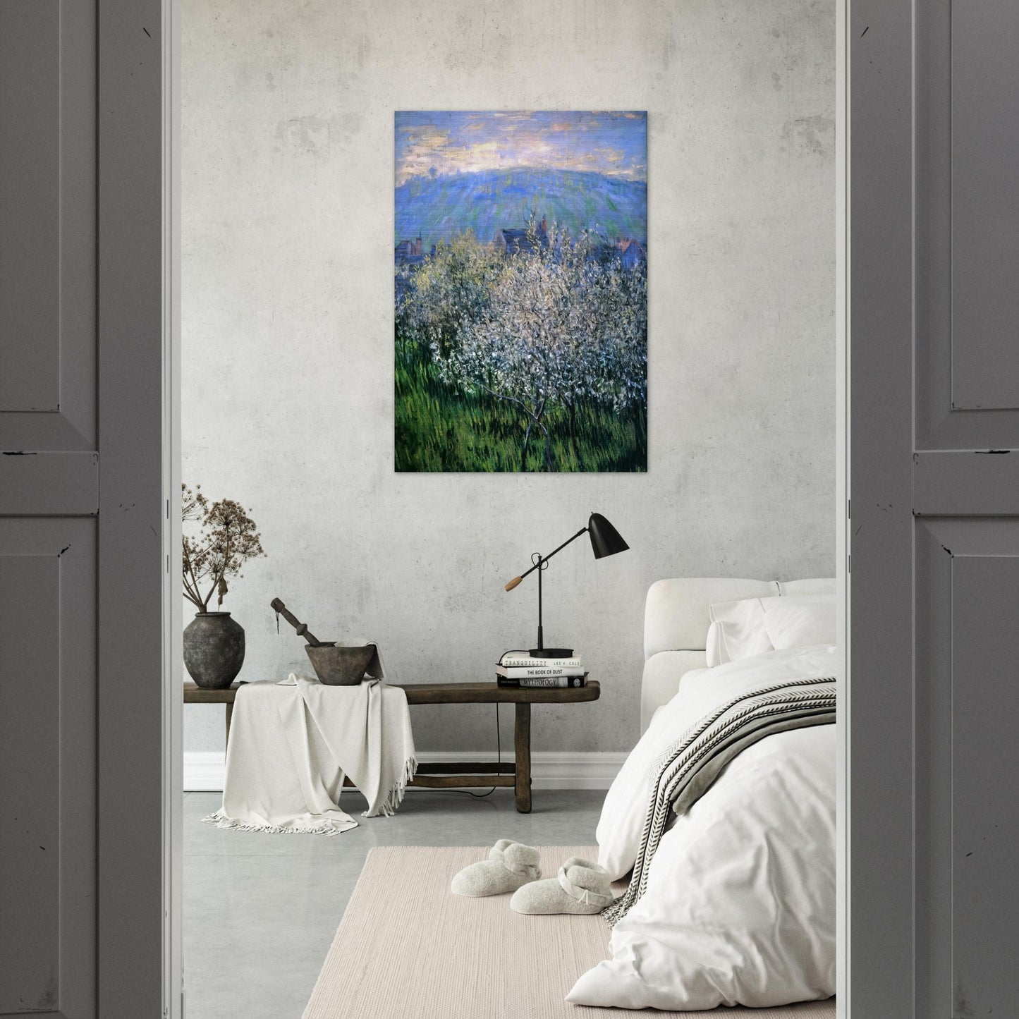 Plums Blossom - claude monet Brushed Aluminum Print - 70x100 cm / 28x40 inches | claude monet Aluminum Print | claude monet Prints