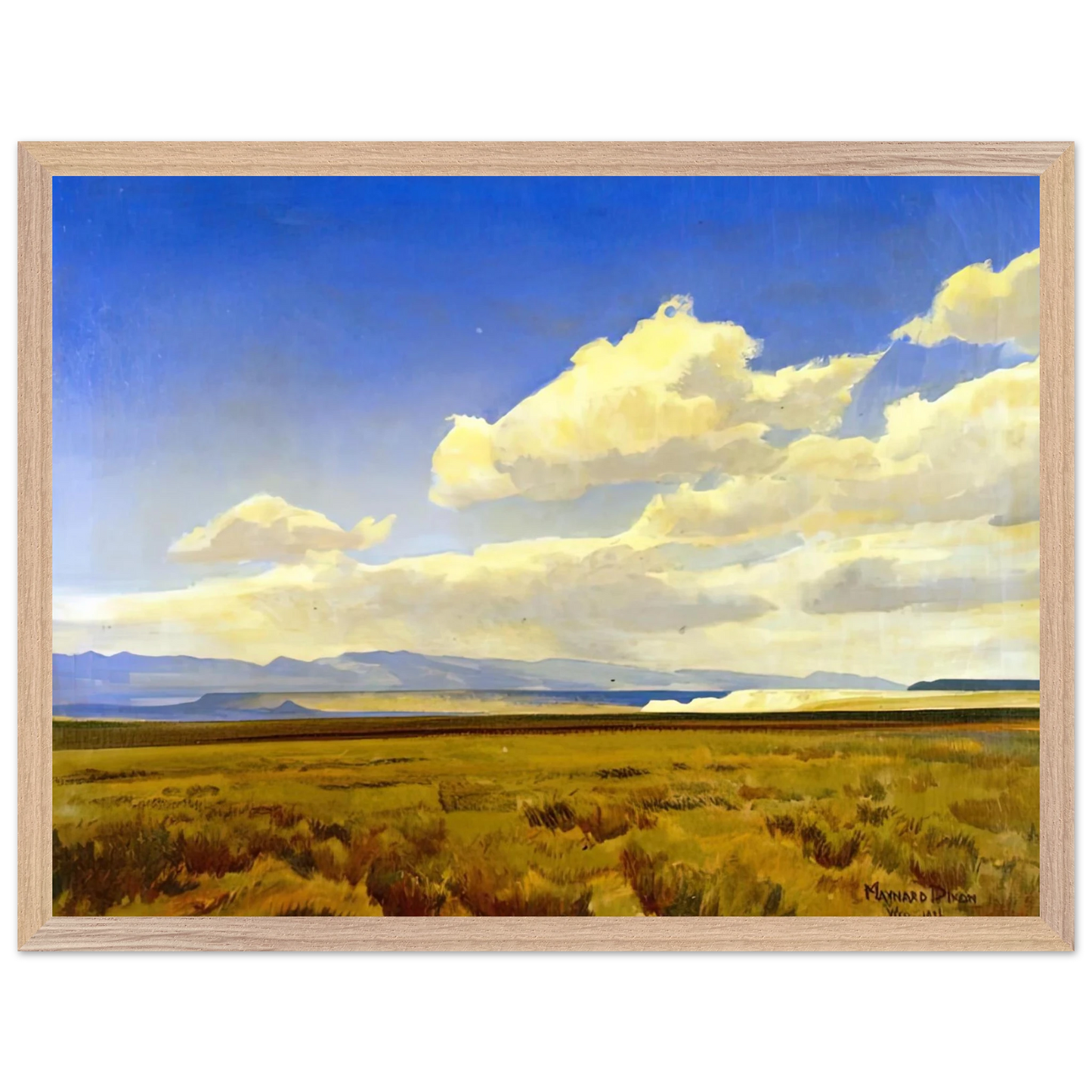 Maynard Dixon - WIND OF WYOMING 1936 Wall art - 45x60 cm / 18x24 inches - Premium Wooden Framed Poster With Fine Art Paper-canvas - White frame