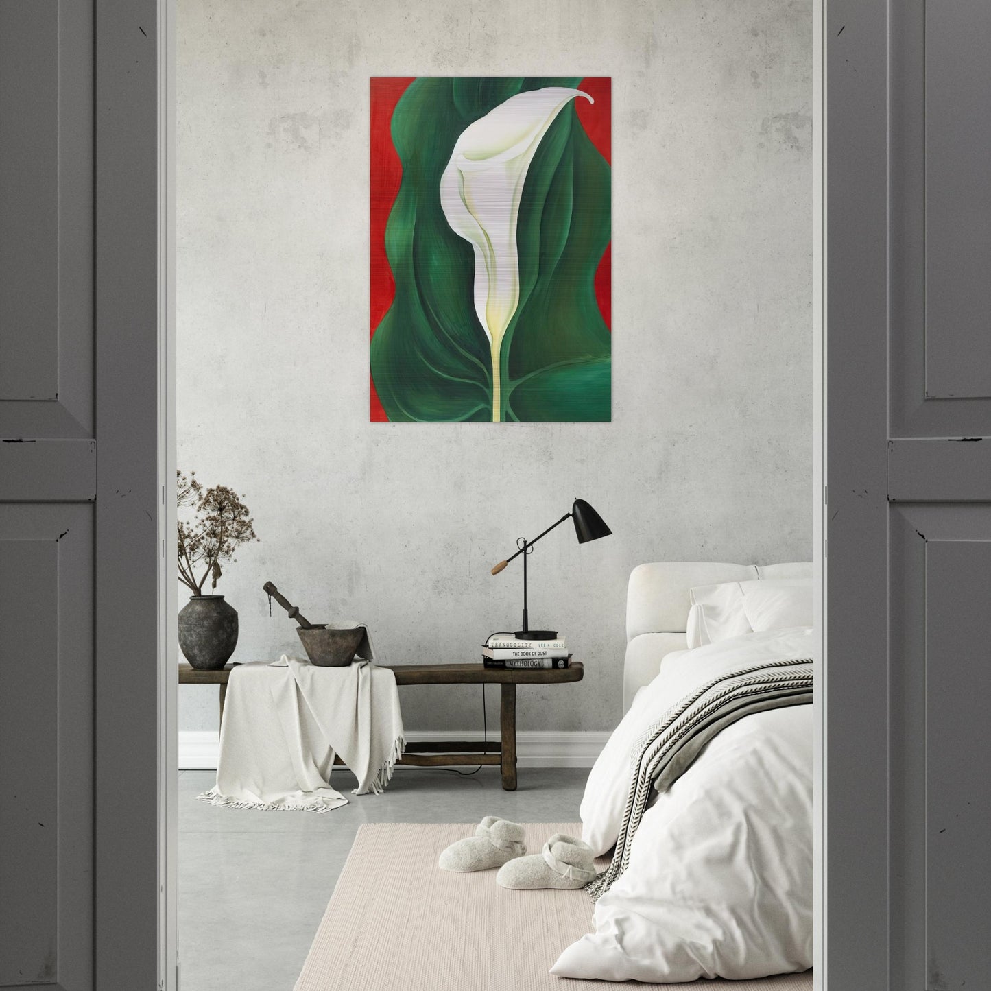 Single Calla Lily  Red  - Georgia O'Keeffe Brushed Aluminum Print - 70x100 cm / 28x40 inches | Georgia O'Keeffe Aluminum Print | Georgia O'Keeffe Prints
