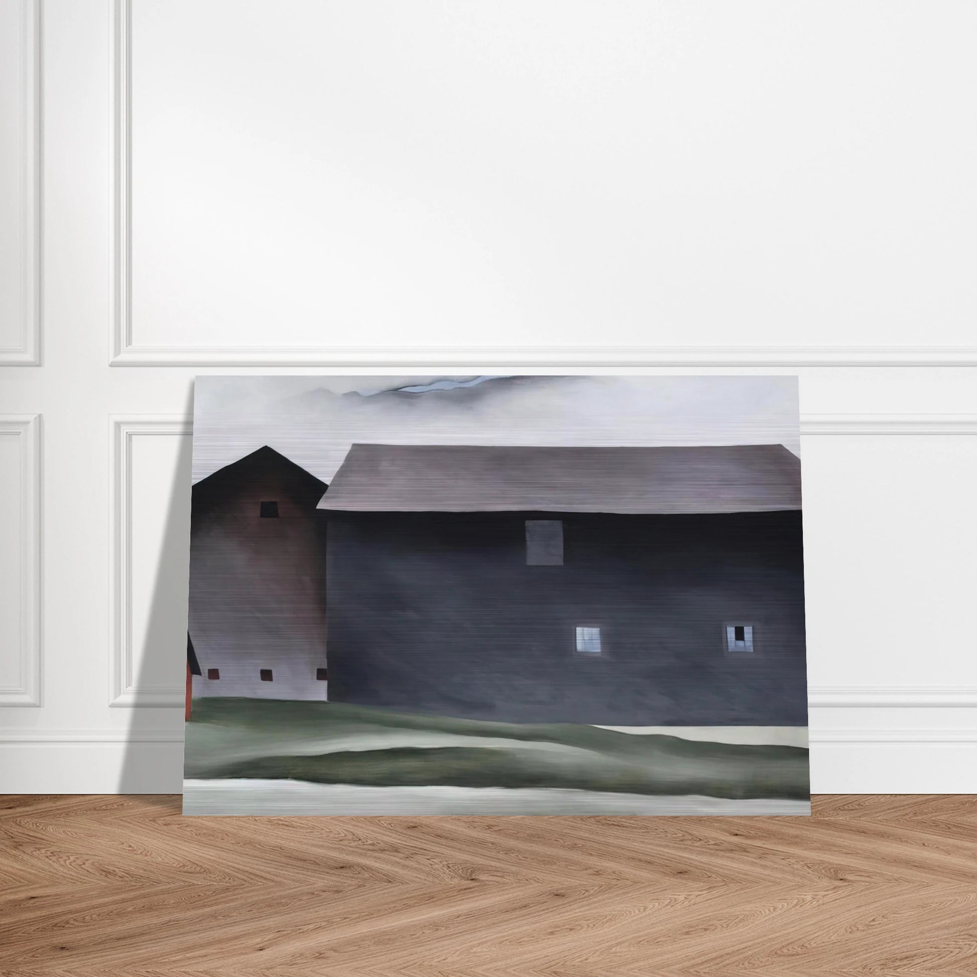 Lake George Barns - Georgia O'Keeffe Brushed Aluminum Print - 70x100 cm / 28x40 inches | Georgia O'Keeffe Aluminum Print | Georgia O'Keeffe Prints