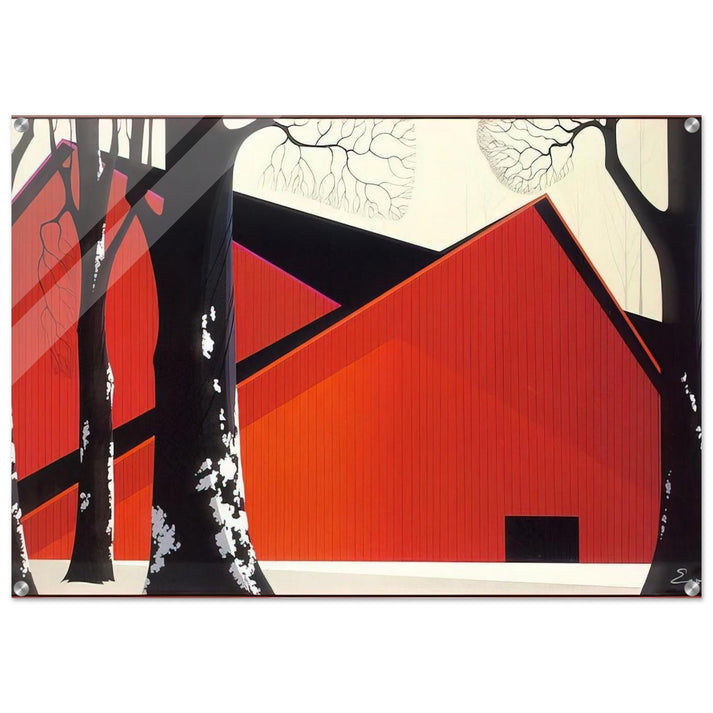 The Great Red Barn - Eyvind Earle Acrylic Print - 70x100 cm / 28x40″ inches