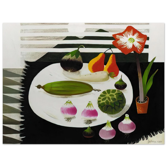Mary Fedden - Still life with pears and onions - 1992  75x100 cm / 30x40inches Fine Art Poster
