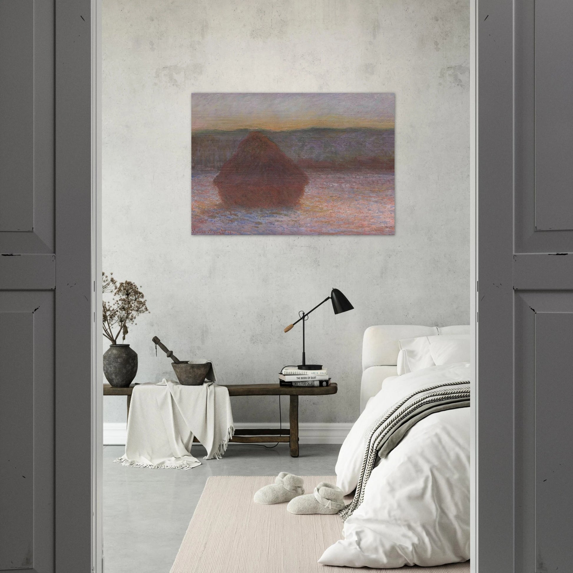 Stack of Wheat Thaw, Sunset - claude monet Brushed Aluminum Print - 70x100 cm / 28x40 inches | claude monet Aluminum Print | claude monet Prints