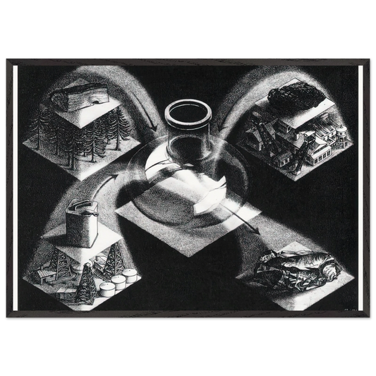 SYNTHESIS - MC Escher 70x100 cm / 28x40 inches Framed Art Print – Black Wooden Frame | Maurits Cornelis Escher Prints