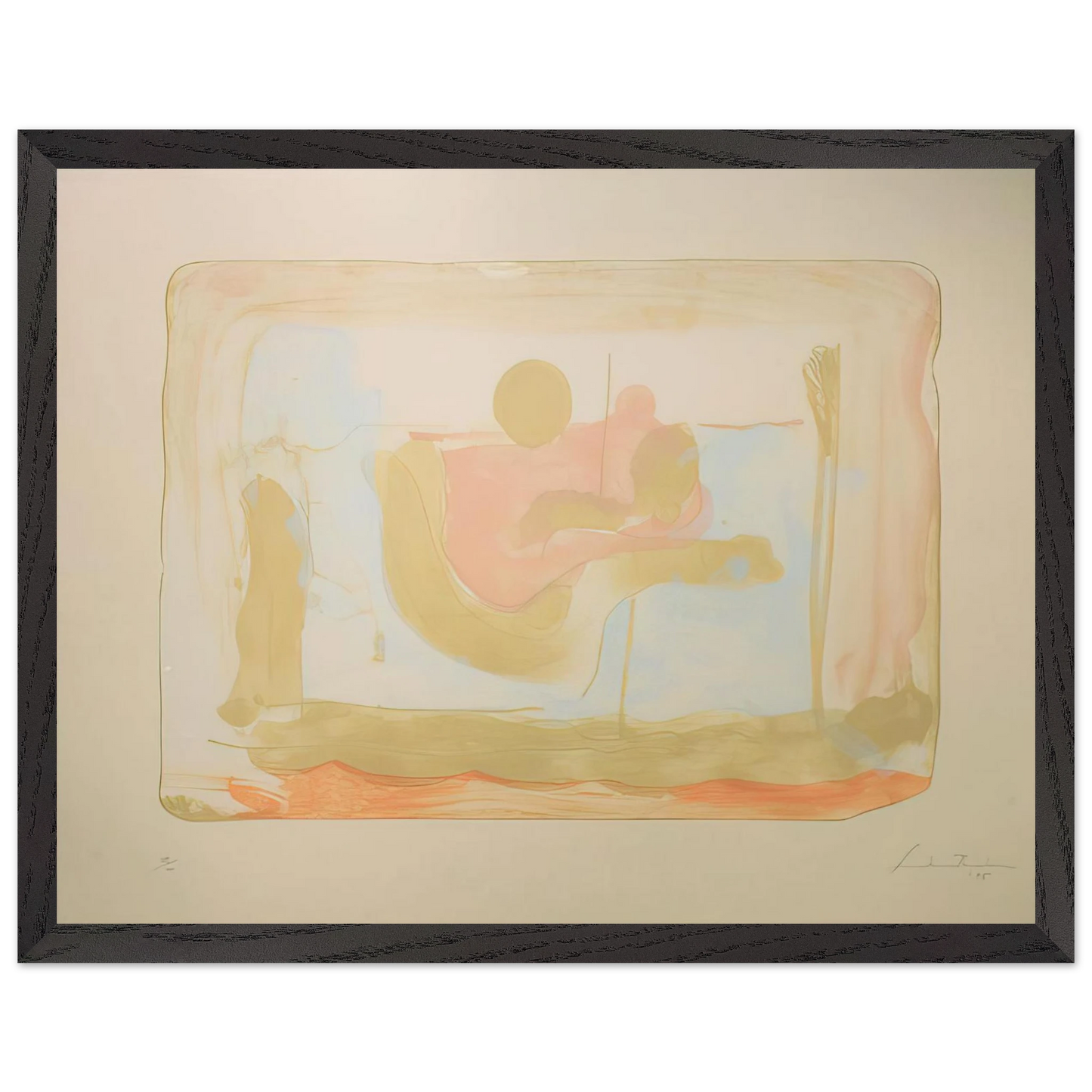 Helen Frankenthaler - Reflections I - 1995 Wall art - 28x43  cm / XL (11x17 inches) - Premium Wooden Framed Poster With Fine Art Paper-canvas - Wood frame