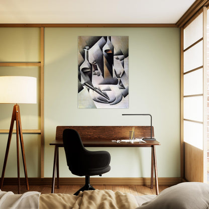 BOTTLES AND KNIFE 1912 - Juan Gris Brushed Aluminum Print - 70x100 cm / 28x40 inches | Juan Gris Aluminum Print | Juan Gris Prints