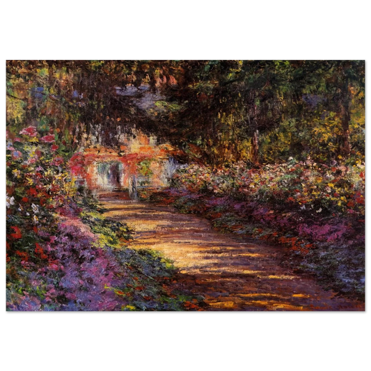 Pathway in Monet's Garden at Giverny - claude monet Brushed Aluminum Print - 70x100 cm / 28x40 inches | claude monet Aluminum Print | claude monet Prints