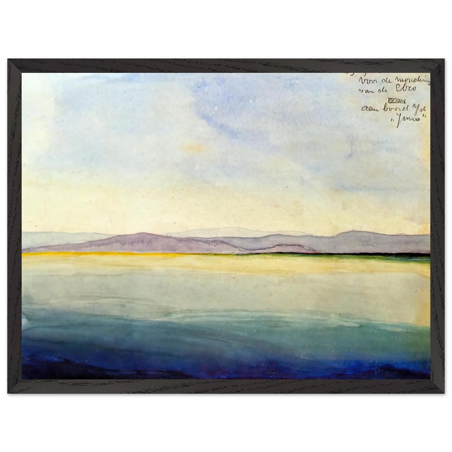 MC Escher - THE SEA AT THE MOUTH OF THE EBRO Wall Art - 21x29.7 cm / 8x12" - Premium Wooden Framed Poster With Fine Art Paper-canvas - Wood frame