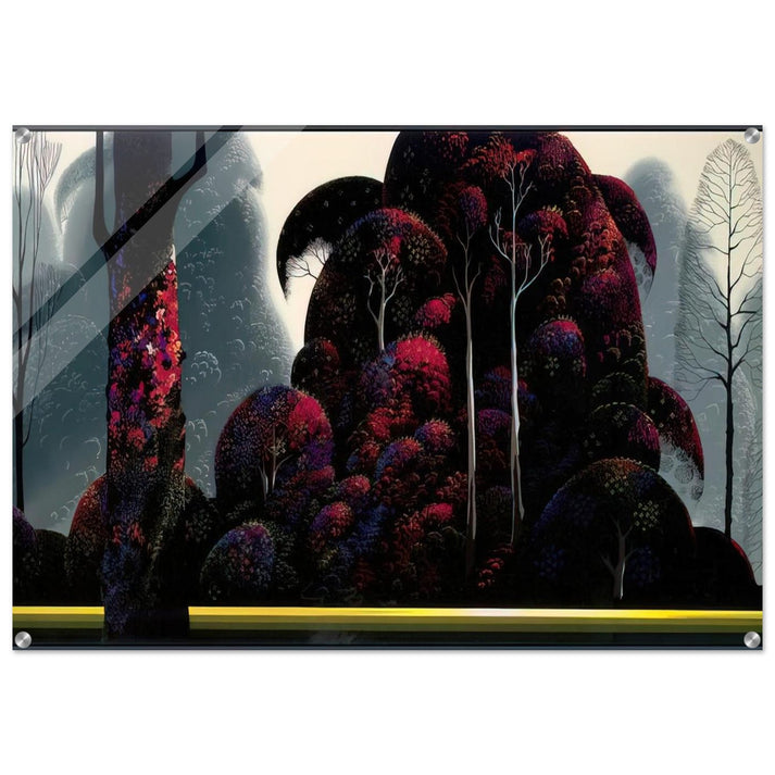 Crimson Eucalyptus - Eyvind Earle Acrylic Print - 70x100 cm / 28x40″ inches