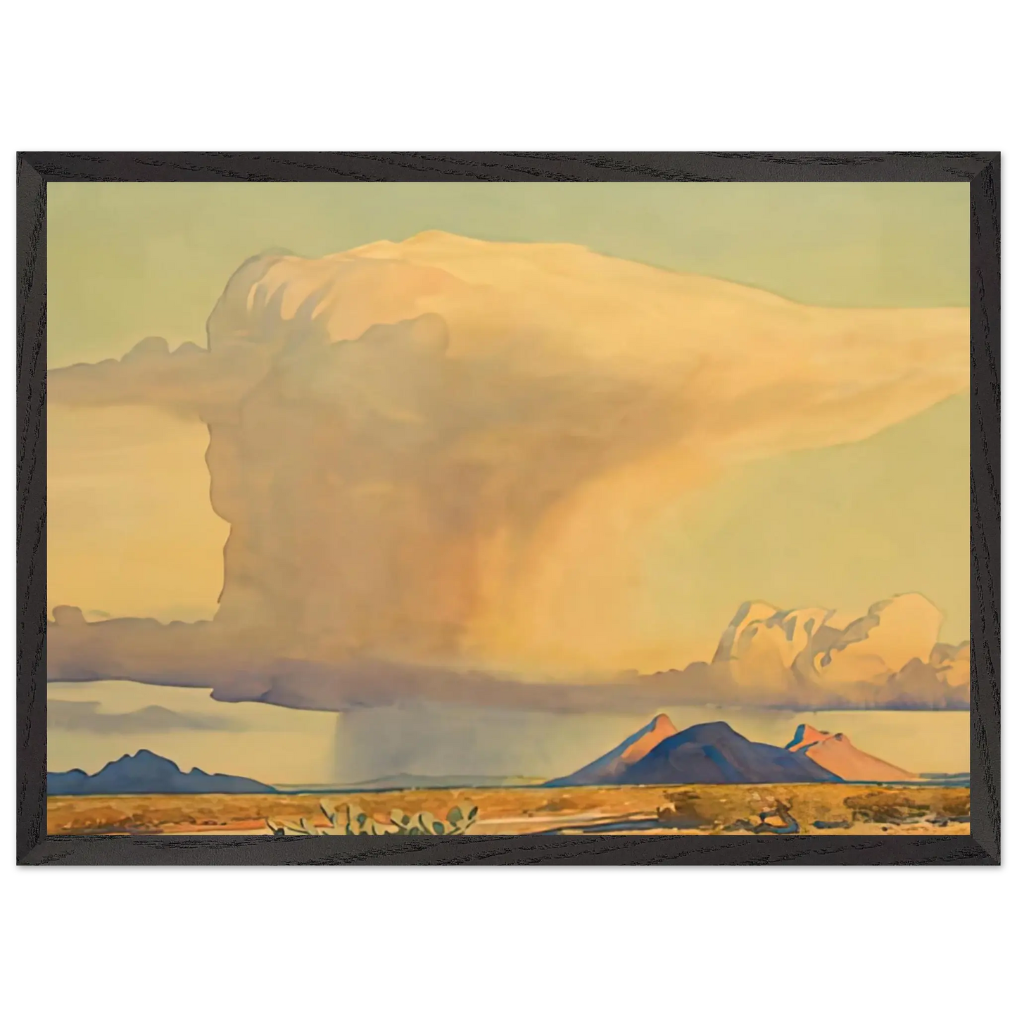 Maynard Dixon - DROUGHT AND DOWNPOUR 1944 Wall art - 15x20 cm / 6x8 Inches - Premium Wooden Framed Poster With Fine Art Paper - Black frame