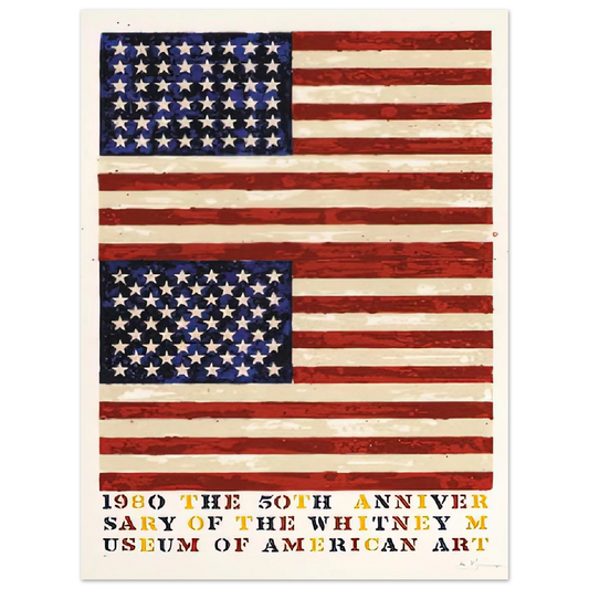Jasper Johns - TWO FLAGS WHITNEY ANNIVERSARY ULAE 207 1980  75x100 cm / 30x40inches Fine Art Poster