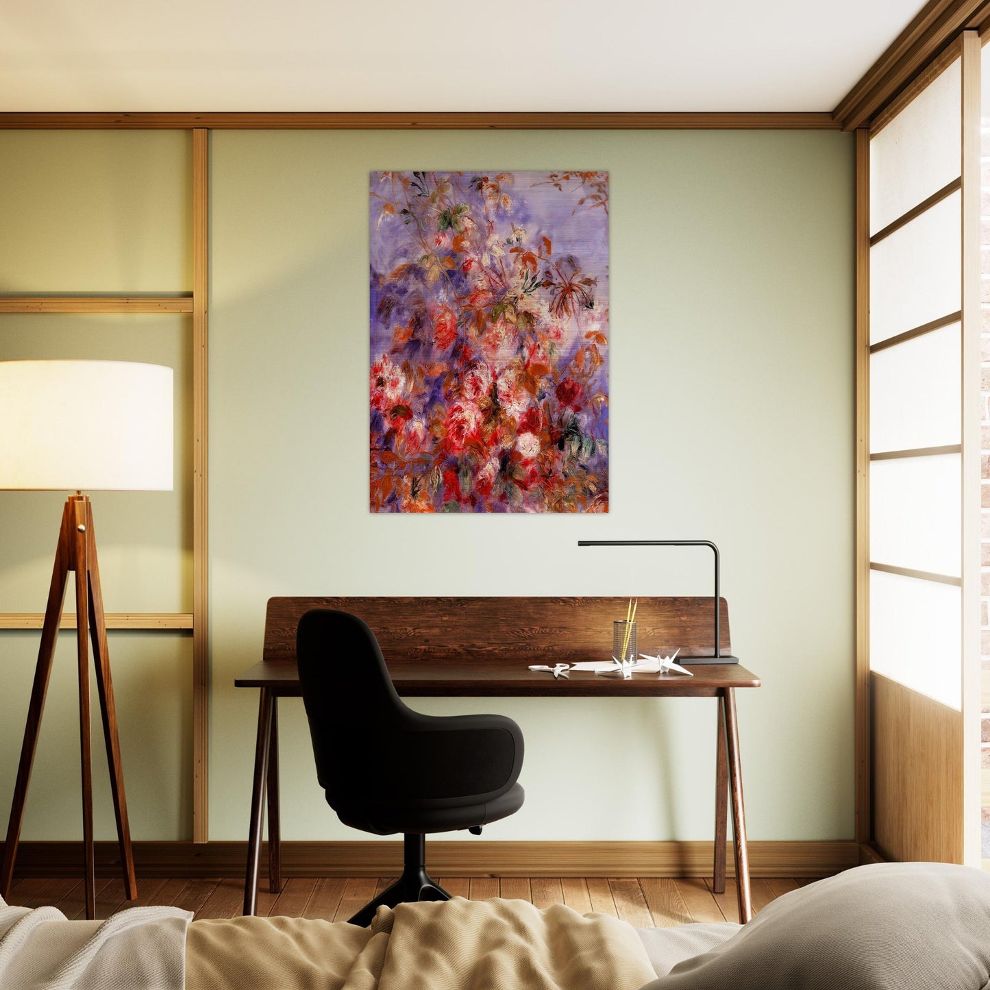 Roses By The Window - Pierre-Auguste Renoir Brushed Aluminum Print - 70x100 cm / 28x40 inches | Pierre-Auguste Renoir Aluminum Print | Pierre-Auguste Renoir Prints