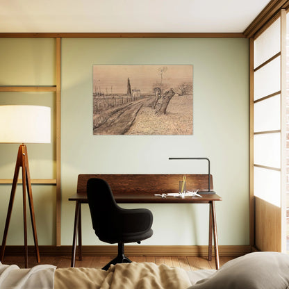 Landscape with Path and Pollard Trees - Vincent van Gogh Brushed Aluminum Print - 70x100 cm / 28x40 inches | Vincent van Gogh Aluminum Print | Vincent van Gogh Prints