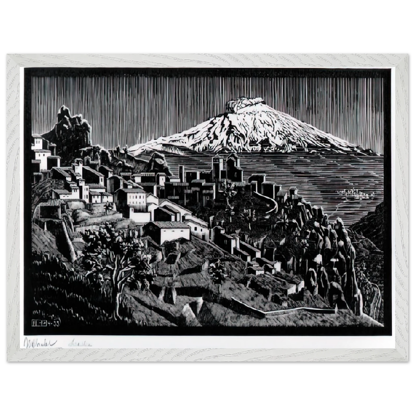 MC Escher - ESCHER (17) Wall Art - 21x29.7 cm / 8x12" - Premium Wooden Framed Poster With Fine Art Paper-canvas - White frame