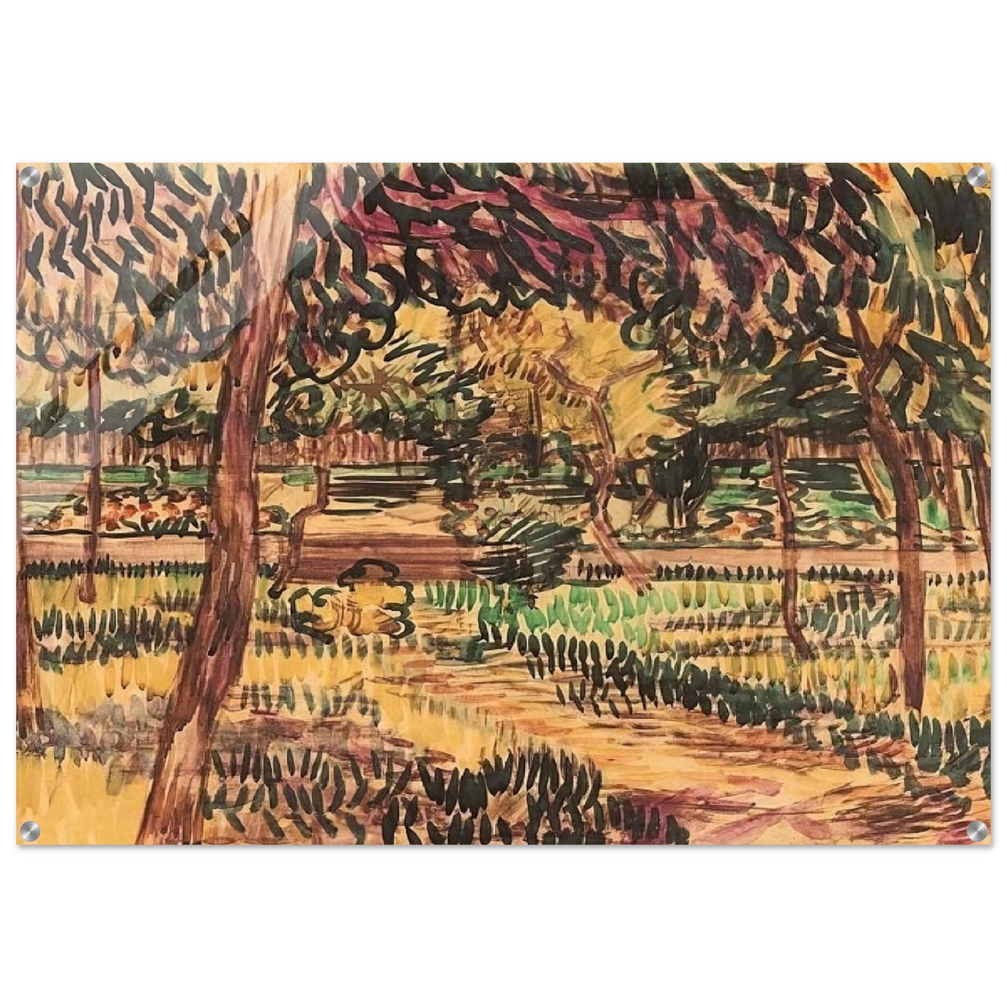 Trees in the Garden of the Asylum - Vincent van Gogh Acrylic Print - 70x100 cm / 28x40″ inches | Vincent van Gogh Wall Art | Vincent van Gogh Prints