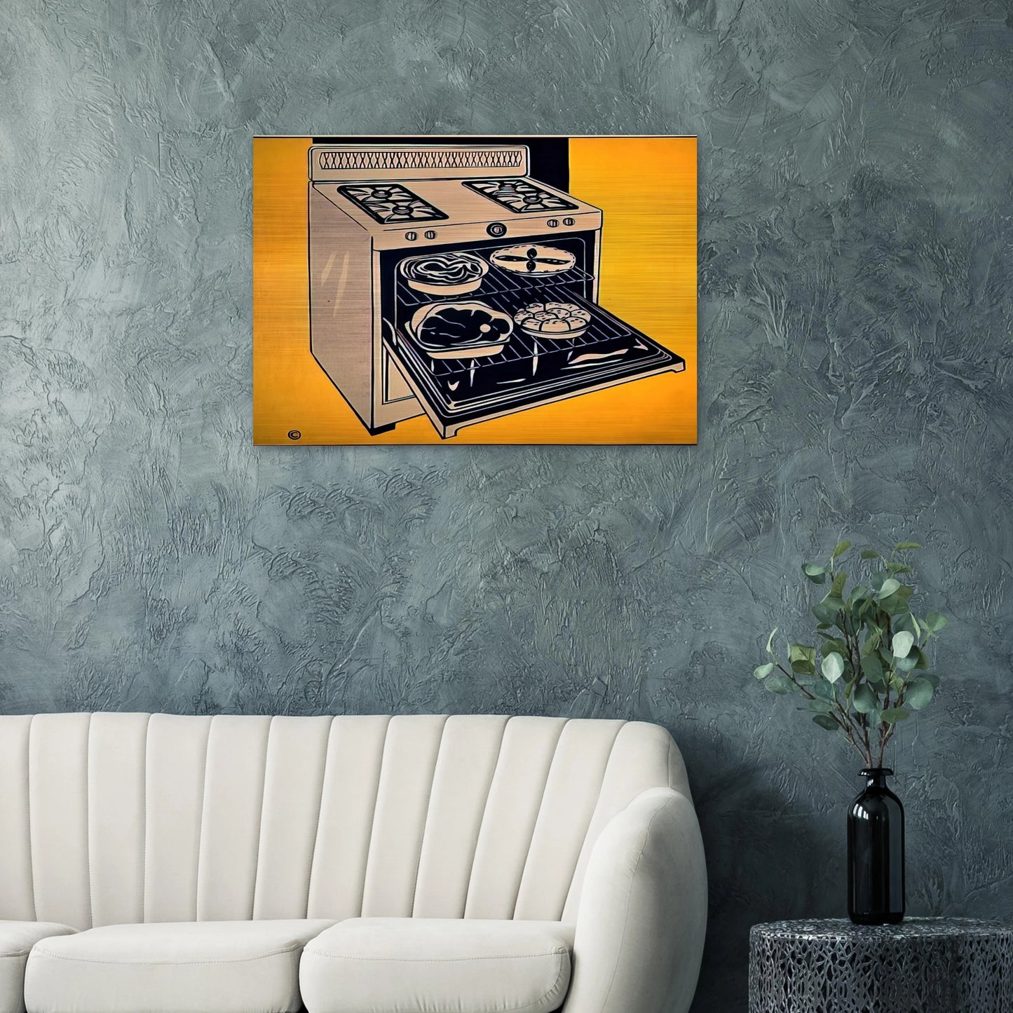 KITCHEN RANGE 1962 - Roy Lichtenstein Brushed Aluminum Print - 70x100 cm / 28x40 inches | Roy Lichtenstein Aluminum Print | Roy Lichtenstein Prints