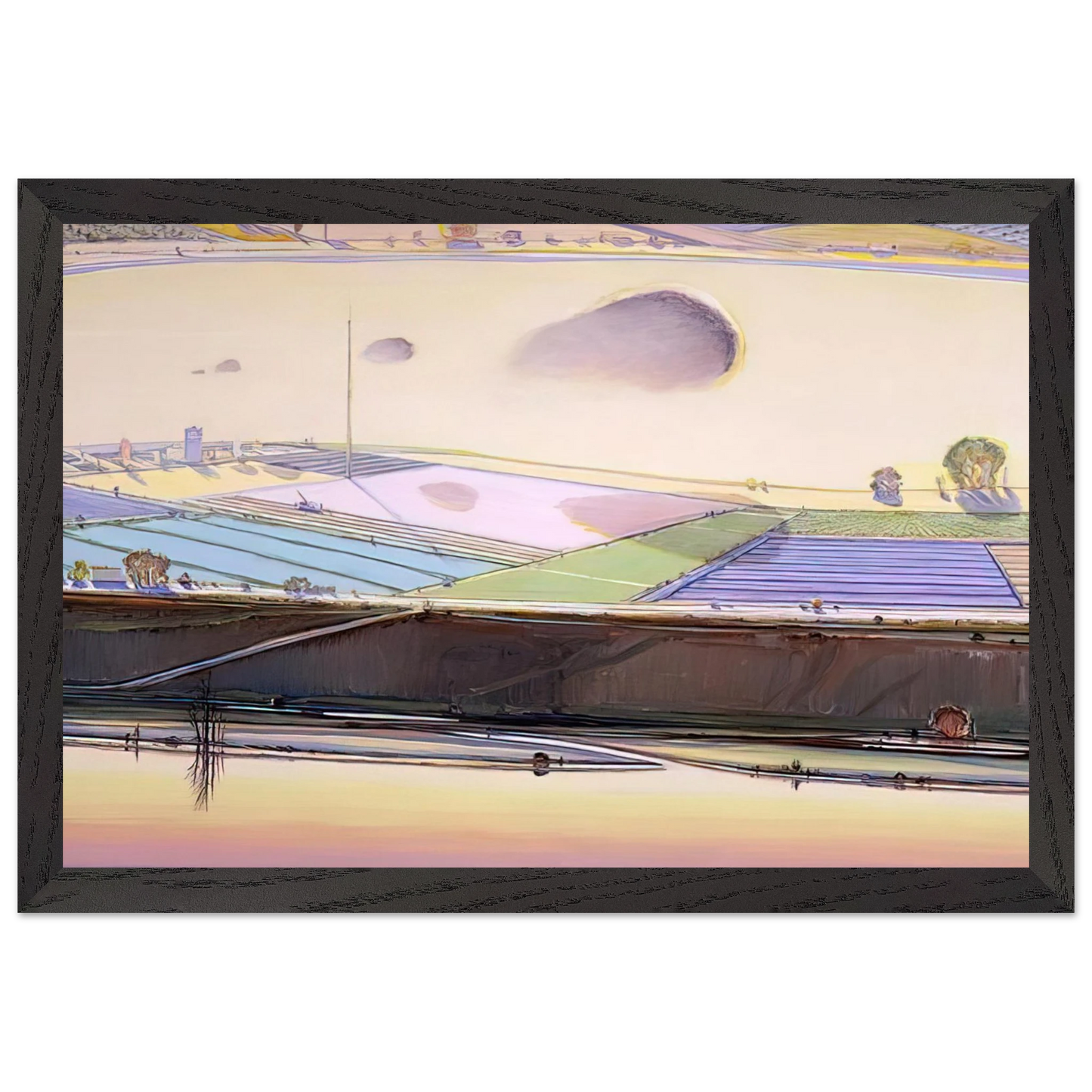 Wayne Thiebaud - River Cloud - 2002 Wall Art - 30x40 cm / 12x16 inches - Premium Wooden Framed Poster With Fine Art Paper - Wood frame