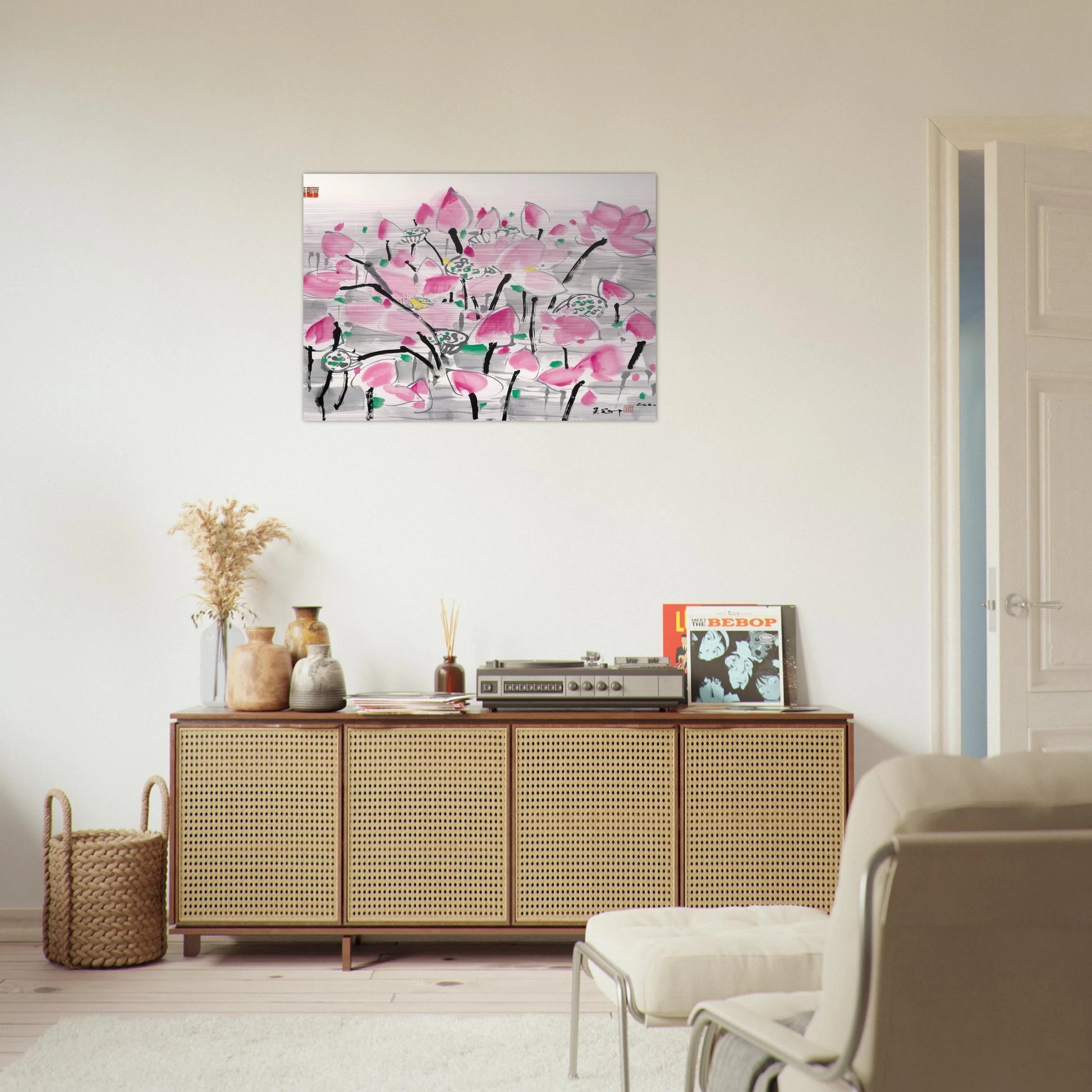Lotus under the sun - 2001 - Wu Guanzhong Brushed Aluminum Print - 70x100 cm / 28x40 inches | Wu Guanzhong Aluminum Print | Wu Guanzhong Prints