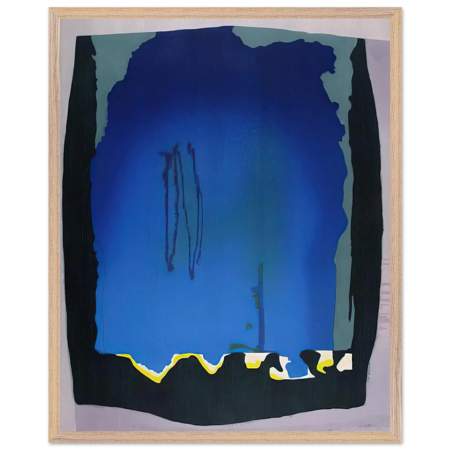 Helen Frankenthaler - Freefall - 1992 Wall art - 28x43  cm / XL (11x17 inches) - Premium Wooden Framed Poster With Fine Art Paper-canvas - Black frame
