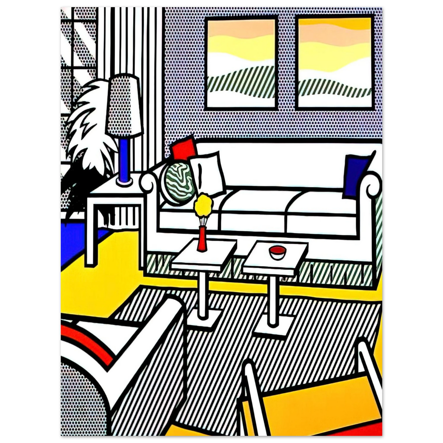 Roy Lichtenstein - INTERIOR WITH RESTFUL PAINTINGS 1991  75x100 cm / 30x40inches Fine Art Poster