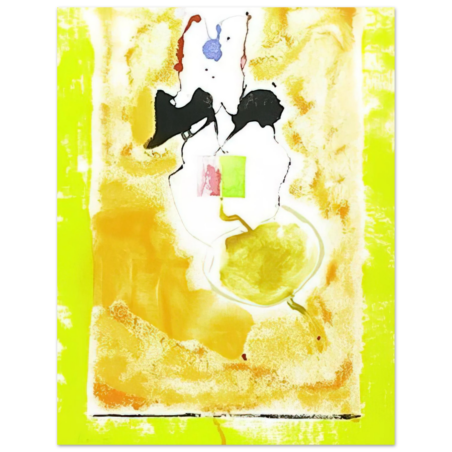 Helen Frankenthaler - Solar Imp - 2001 Wall art - 28x43  cm / XL (11x17 inches) - Premium Wooden Framed Poster With Fine Art Paper-canvas - Black frame