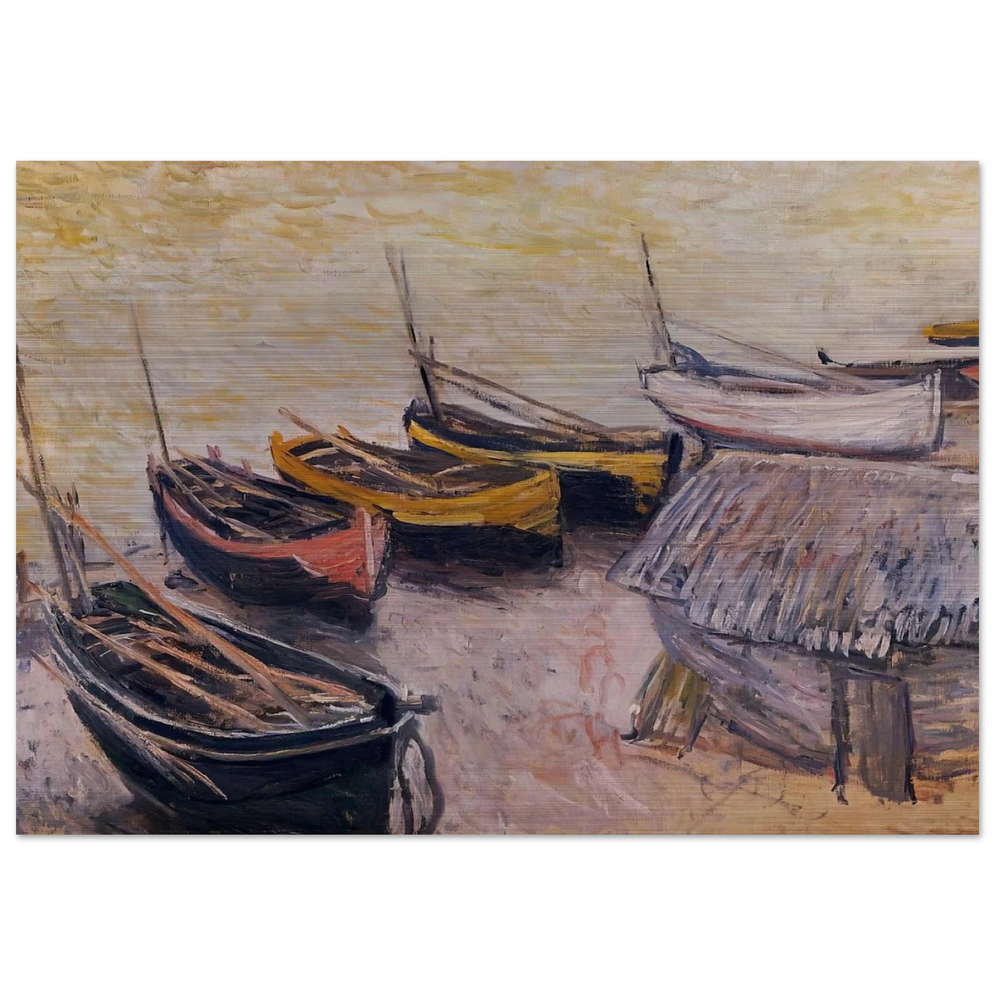 Boats on the Beach - claude monet Brushed Aluminum Print - 70x100 cm / 28x40 inches | claude monet Aluminum Print | claude monet Prints