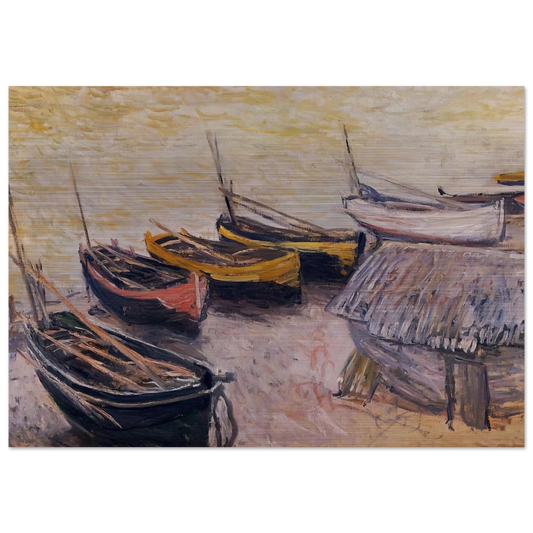 Boats on the Beach - claude monet Brushed Aluminum Print - 70x100 cm / 28x40 inches | claude monet Aluminum Print | claude monet Prints