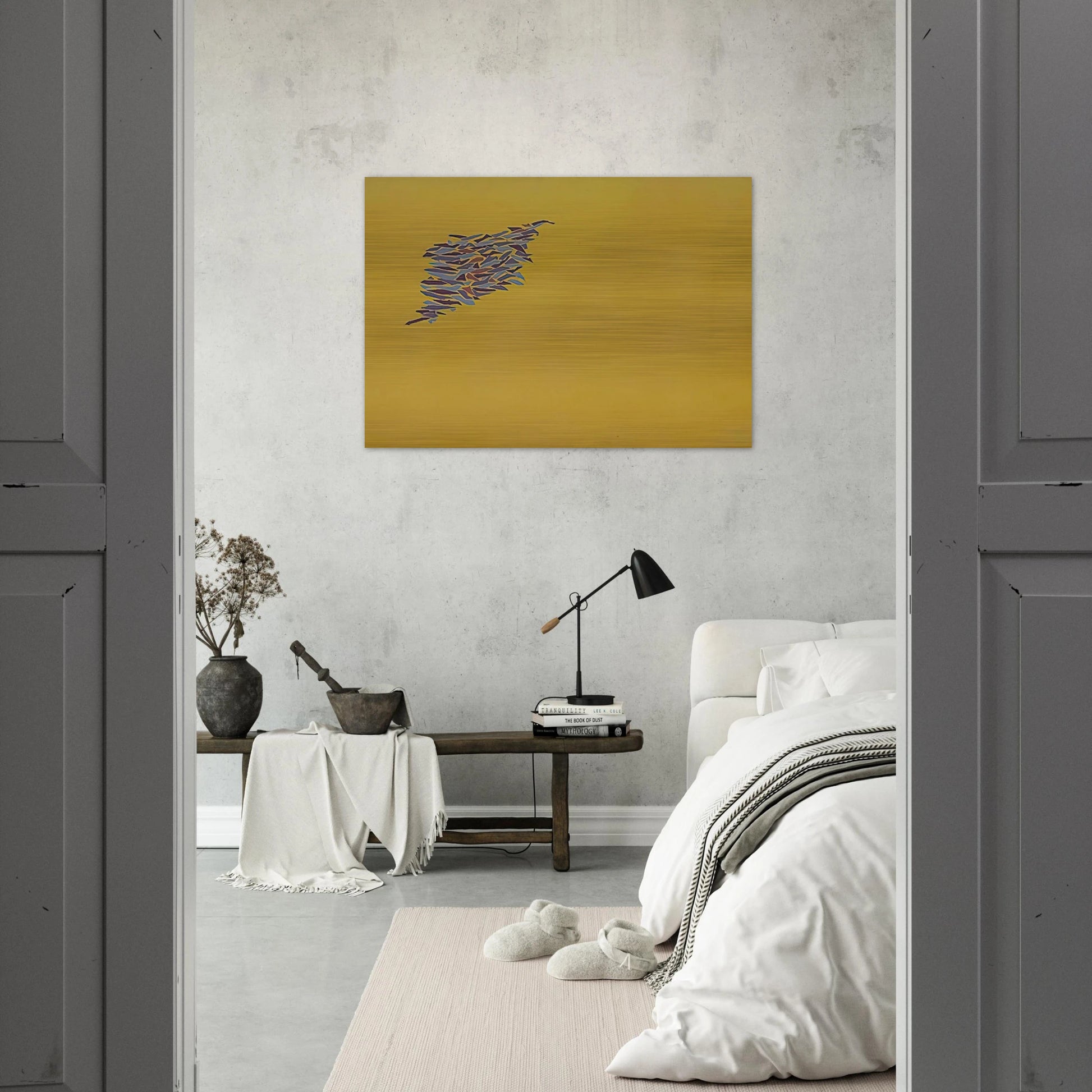 Colors on Yellow Gold - 1973 - Robert Goodnough Brushed Aluminum Print - 70x100 cm / 28x40 inches | Robert Goodnough Aluminum Print | Robert Goodnough Prints