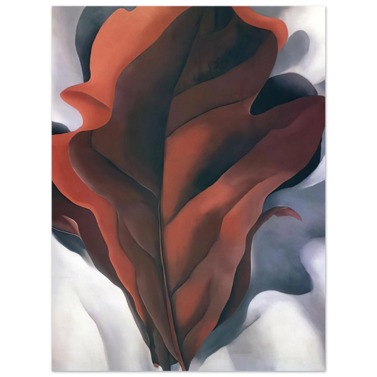 Georgia O'Keeffe - Large Dark Red Leaves on White Fine Art Poster