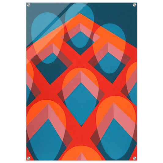 Untitled - Faces in a Grid Red and Blue - 1973 - Clarence Holbrook Carter Acrylic Print - 70x100 cm / 28x40″ inches | Clarence Holbrook Carter Wall Art | Clarence Holbrook Carter Prints