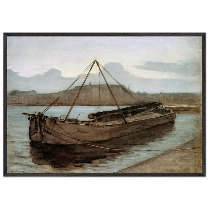 Evening at Weesperzijde Sun - Piet Mondrian 70x100 cm / 28x40 inches Framed Art Print – Black Wooden Frame