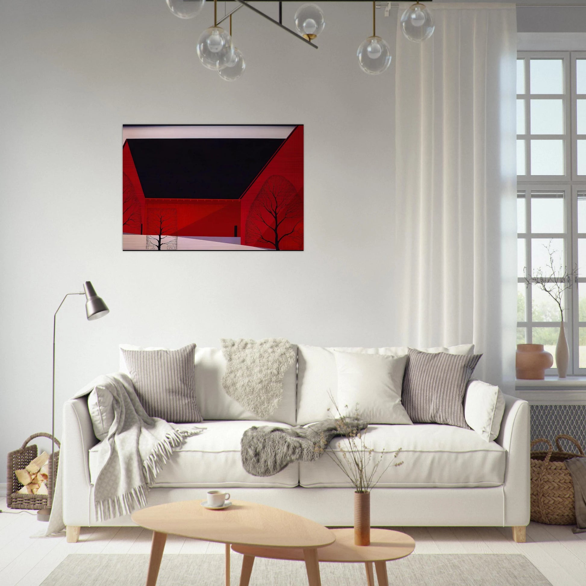 Western Barns - Eyvind Earle Brushed Aluminum Print - 70x100 cm / 28x40 inches | Eyvind Earle Aluminum Print | Eyvind Earle Prints
