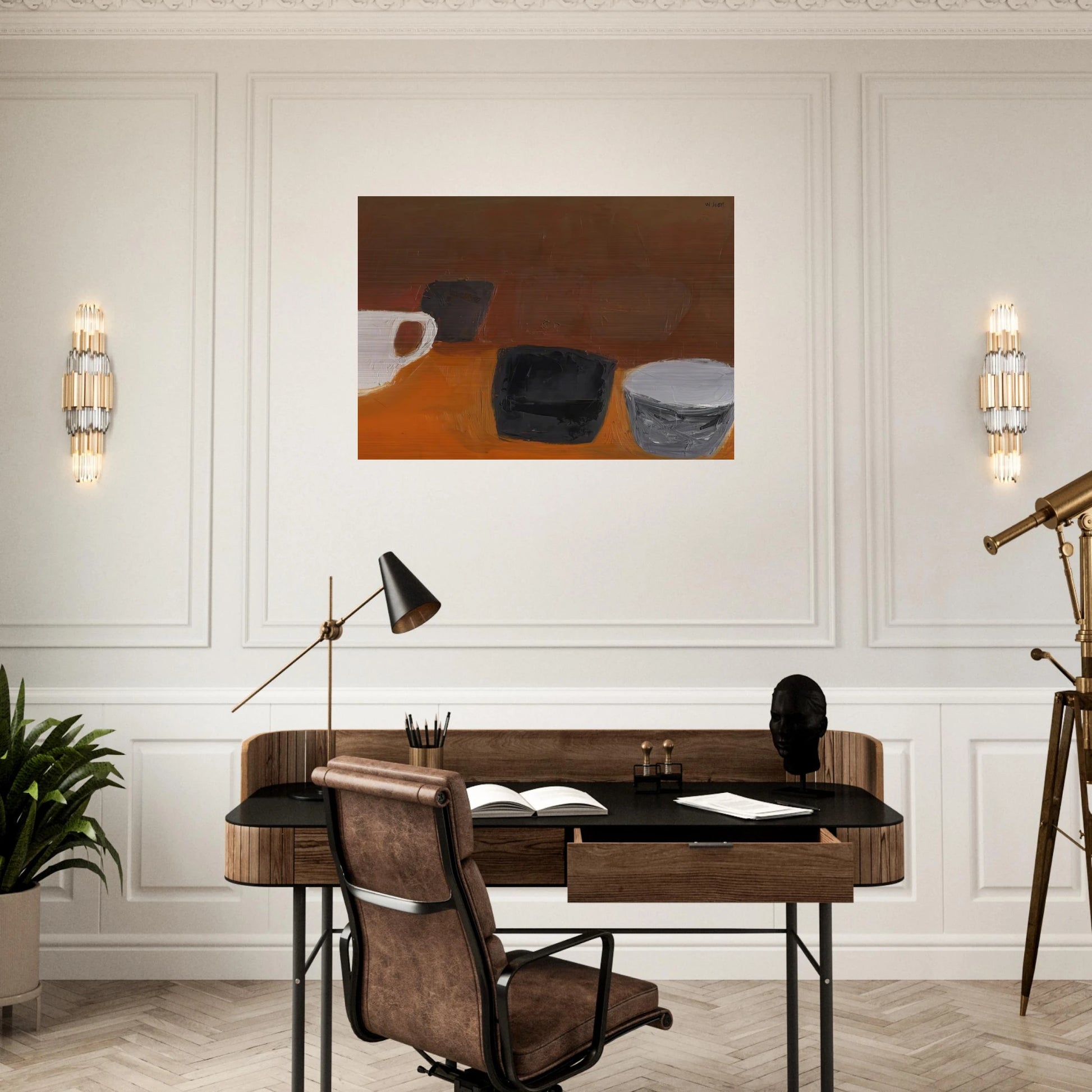 Still Life with White Mug - 1957 - William Scott Brushed Aluminum Print - 70x100 cm / 28x40 inches | William Scott Aluminum Print | William Scott Prints