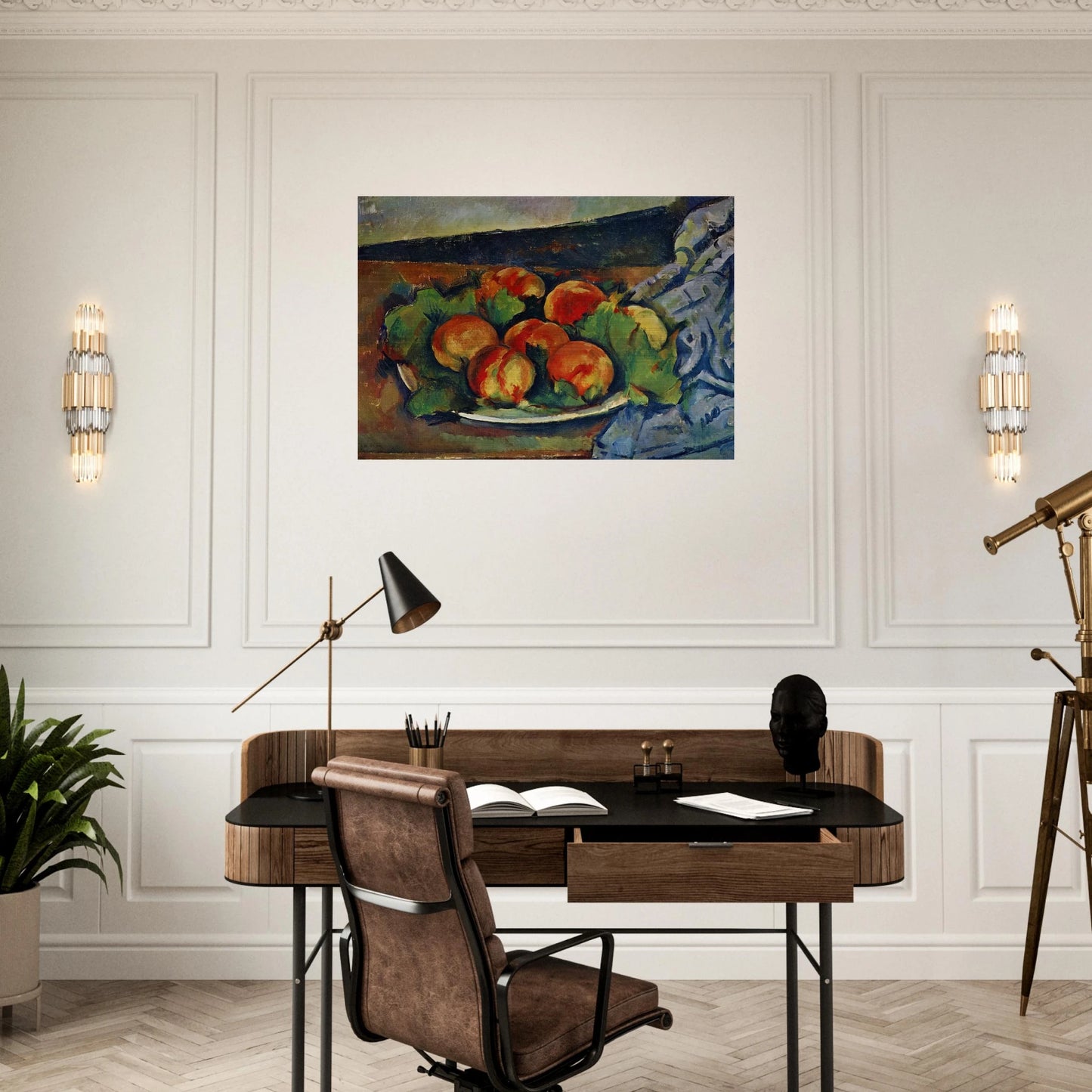 Dish of Peaches - Paul Cézanne Brushed Aluminum Print - 70x100 cm / 28x40 inches | Paul Cézanne Aluminum Print | Paul Cézanne Prints