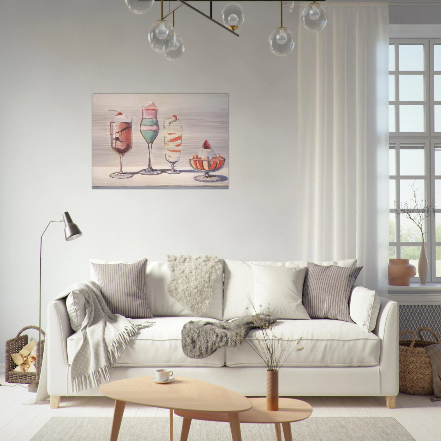 Four Sundaes - Pop Art - Wayne Thiebaud Brushed Aluminum Print - 70x100 cm / 28x40 inches | Wayne Thiebaud Aluminum Print | Wayne Thiebaud Prints