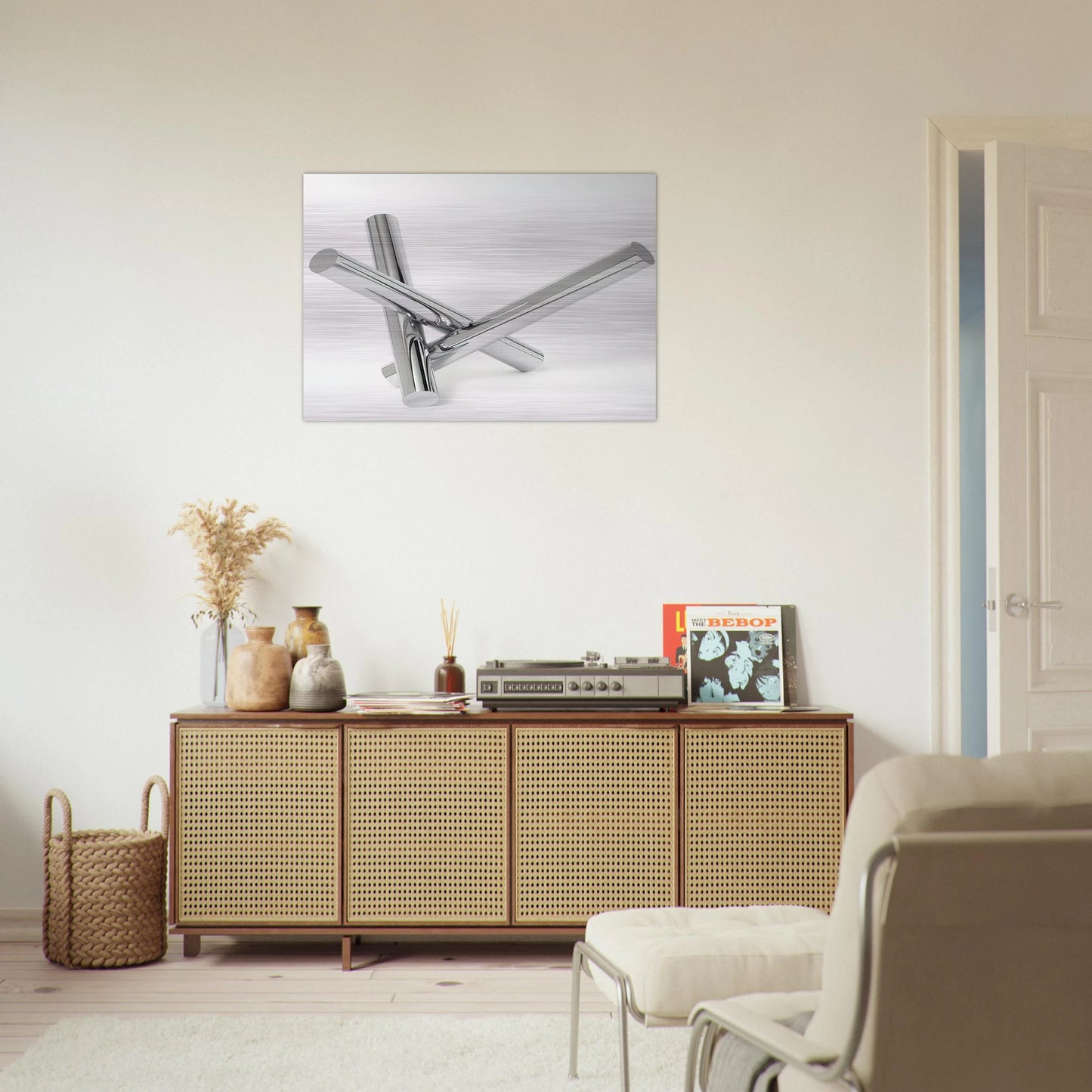 Einheit aus drei gleichen zylindern - 1966 - Max Bill Brushed Aluminum Print - 70x100 cm / 28x40 inches | Max Bill Aluminum Print | Max Bill Prints